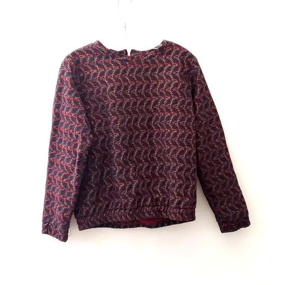 Lenny B. Paris Metallic Gold Red Jacquard Blouse Large - Picture 9 of 12